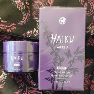 Avon-Haiku Sacred Intense and Cream Jar Set in Purple